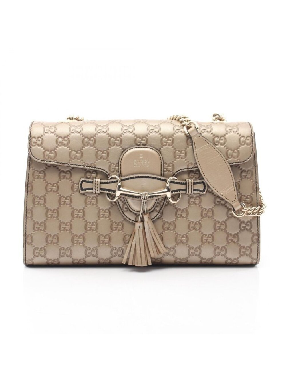 Gucci Shoulder Bag Emily Horsebit Guccissima Gold Leather Guccissima Chain
